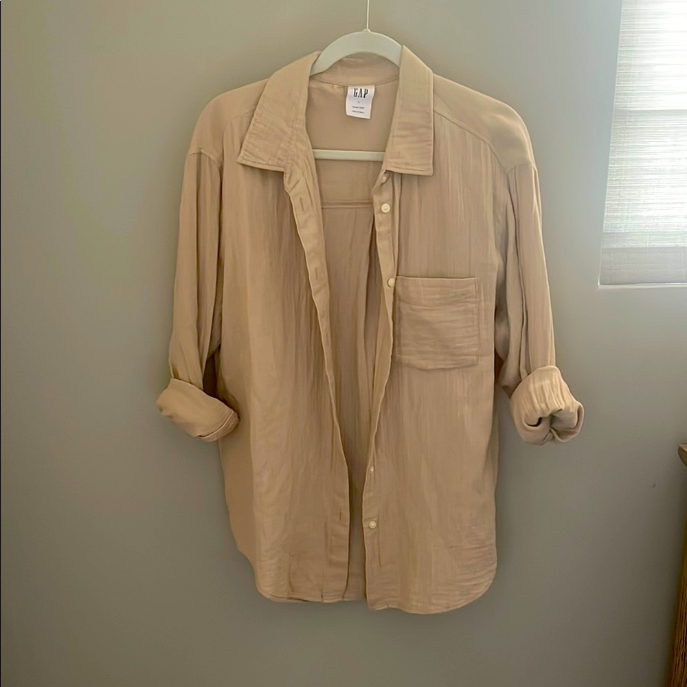 GAP Tan Casual Button Down Shirt Relaxed Fit